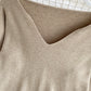 Pullover einfacher V-Ausschnitt Langarm-Pullover 090