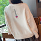 Cute round neck loose sweater strawberry embroidery long sleeve sweater  108