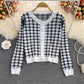 Cute Plaid Long Sleeve Cardigan Sweater  141