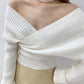 Sexy off-shoulder long-sleeved sweater white sweater  116