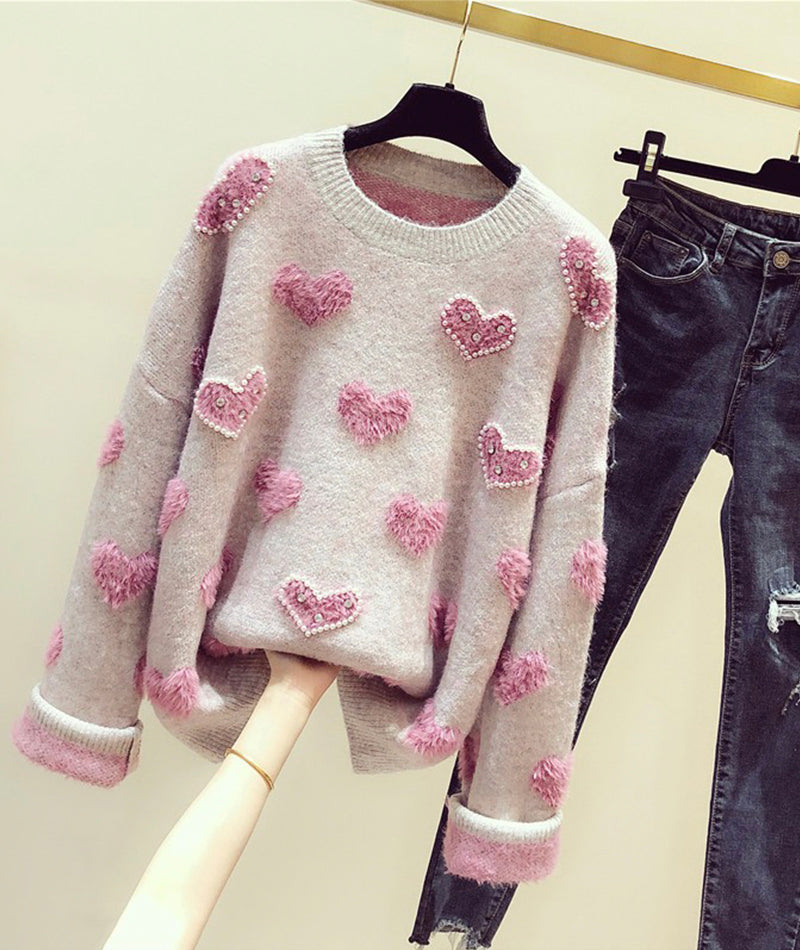 Cute round neck long sleeve sweater  098