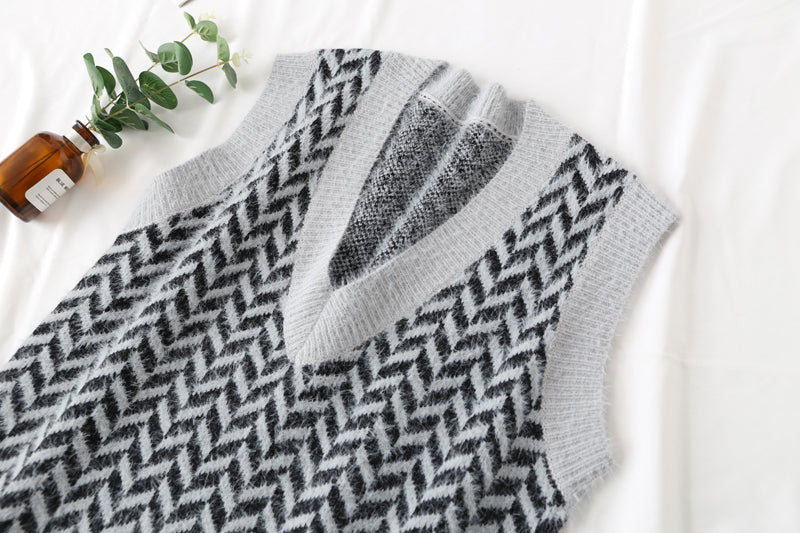 Gilet pull à carreaux en velours de vison rouge net gilet gilet robe 2474