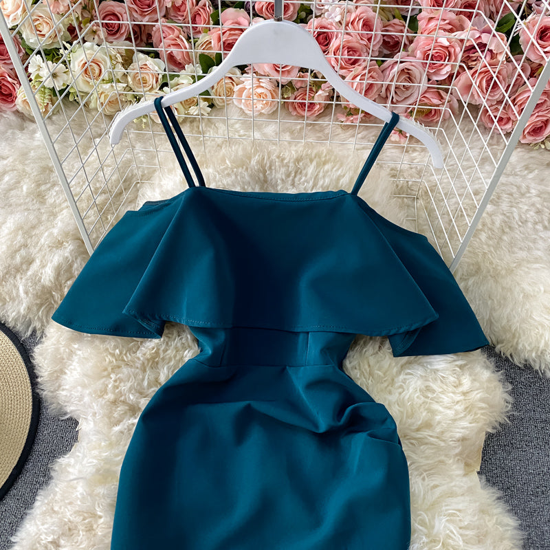 One shoulder Strapless Strapless TIGHT SKINNY Hip Wrap Dress  3311