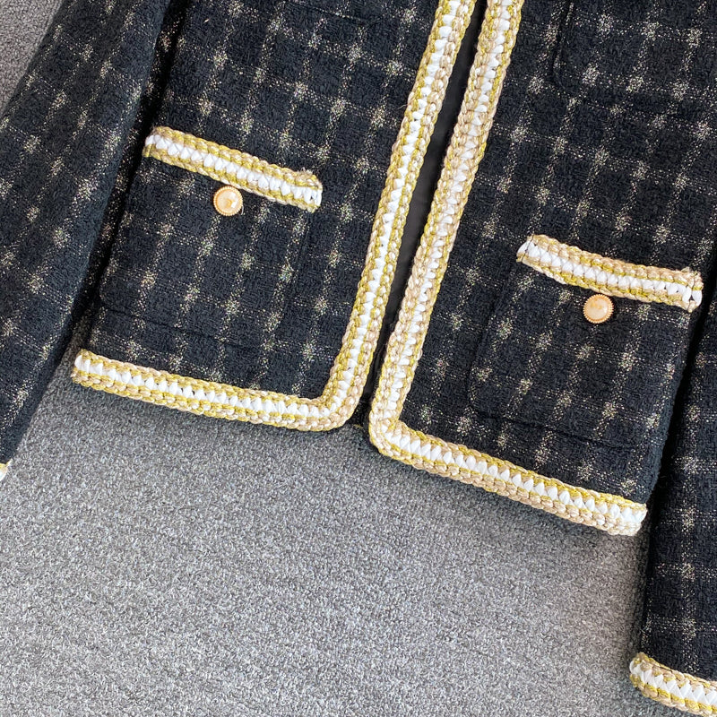 High-End-Light-Luxury-Duft-Promi-Tweed-Mantel für Damen 1660