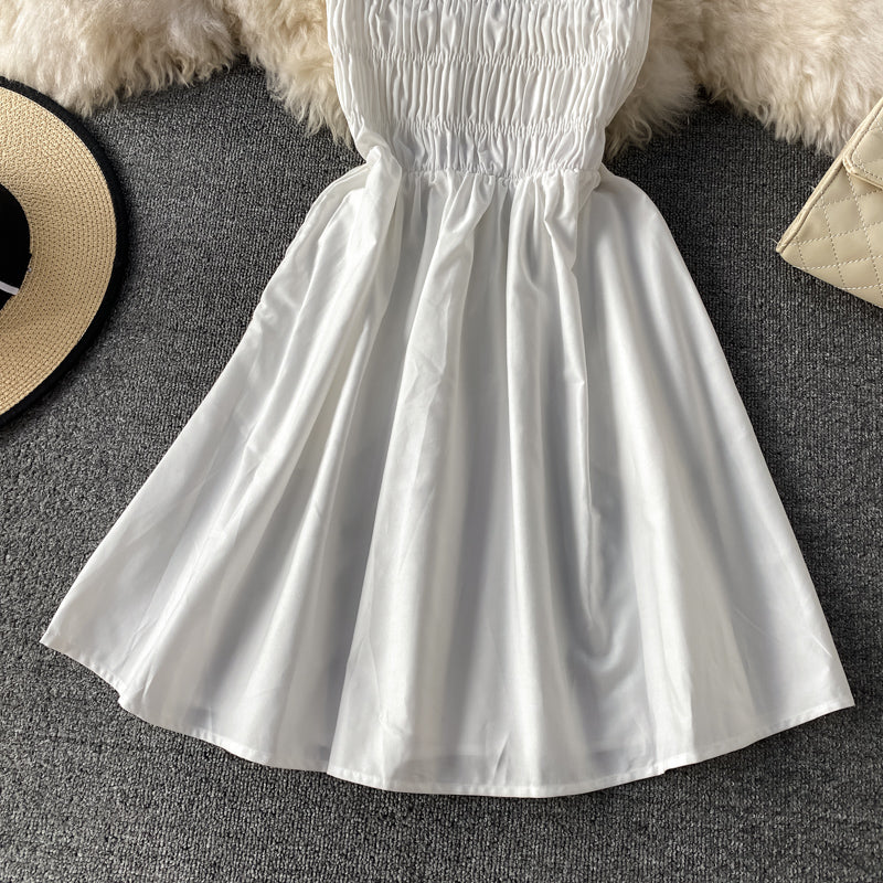 High waist off shoulder pleated strapless dress skirt  3043