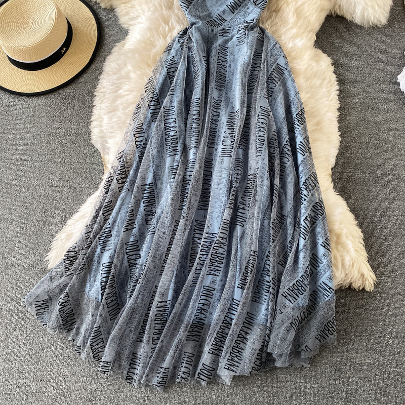 Retro slim slim A-line dress  3429