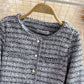 Woven tweed short cardigan suit top  1655