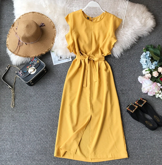 Irregular slim wrap hip dress  2873