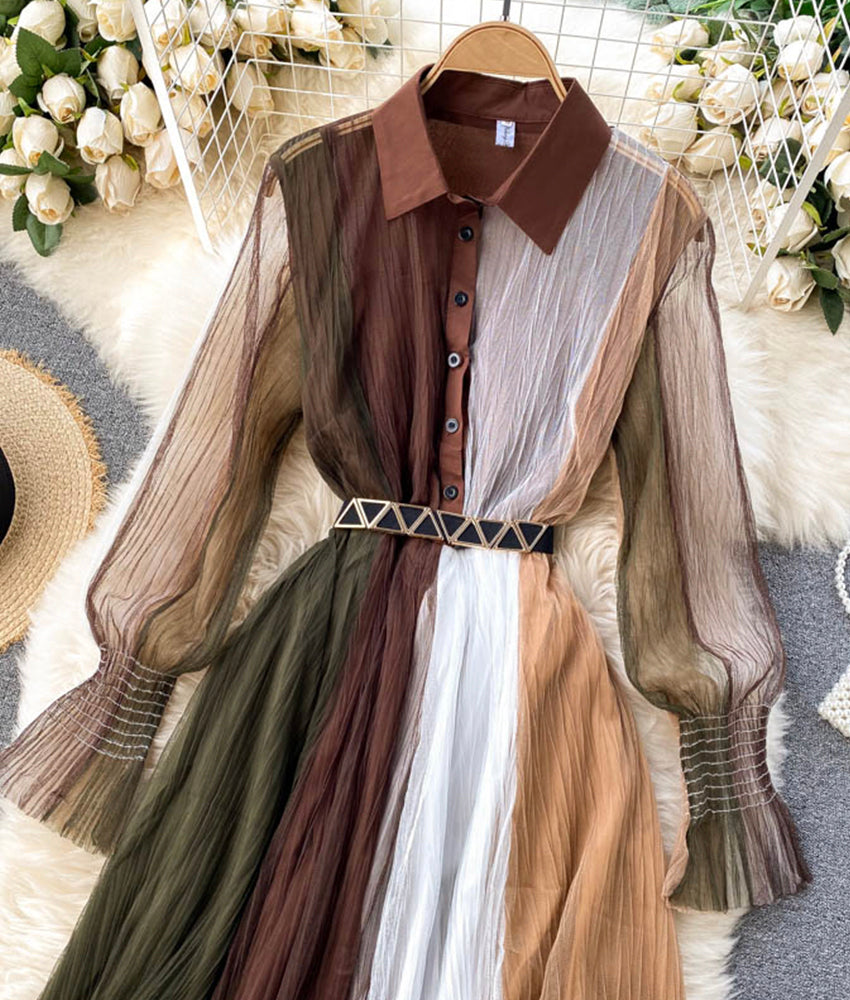 Stylish long sleeve dress shirt dress  1311