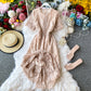 Neues Overknee-Kleid aus weißer Spitze, süßer Feenrock, kurzer Ärmel, langer Rock 3136