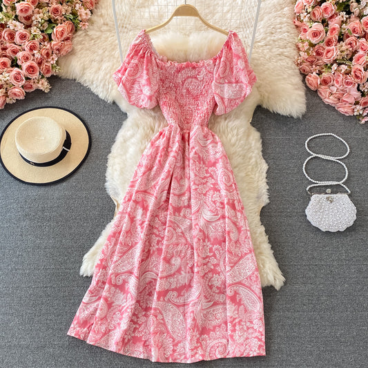 Robe slim à col carré et manches bouffantes 3061