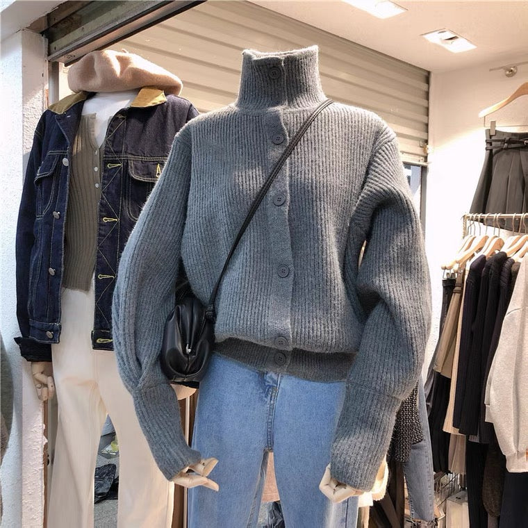 Sweater jacket, thickened, loose, lazy, turtleneck, winter's new bat-sleeved cardigan  1399