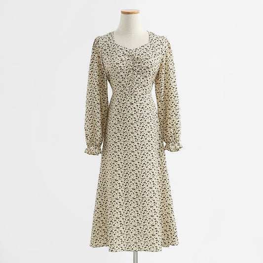 Foreign style aging floral skirt shows thin temperament tea break Chiffon  2315