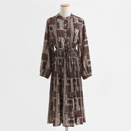 Jupe longue chic haut de gamme tempérament jupe florale rétro littéraire jupe en mousseline de soie femme 2436