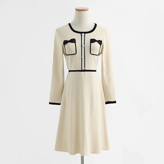 Knitted dress temperament small fragrance skirt thin bottomed skirt  2265