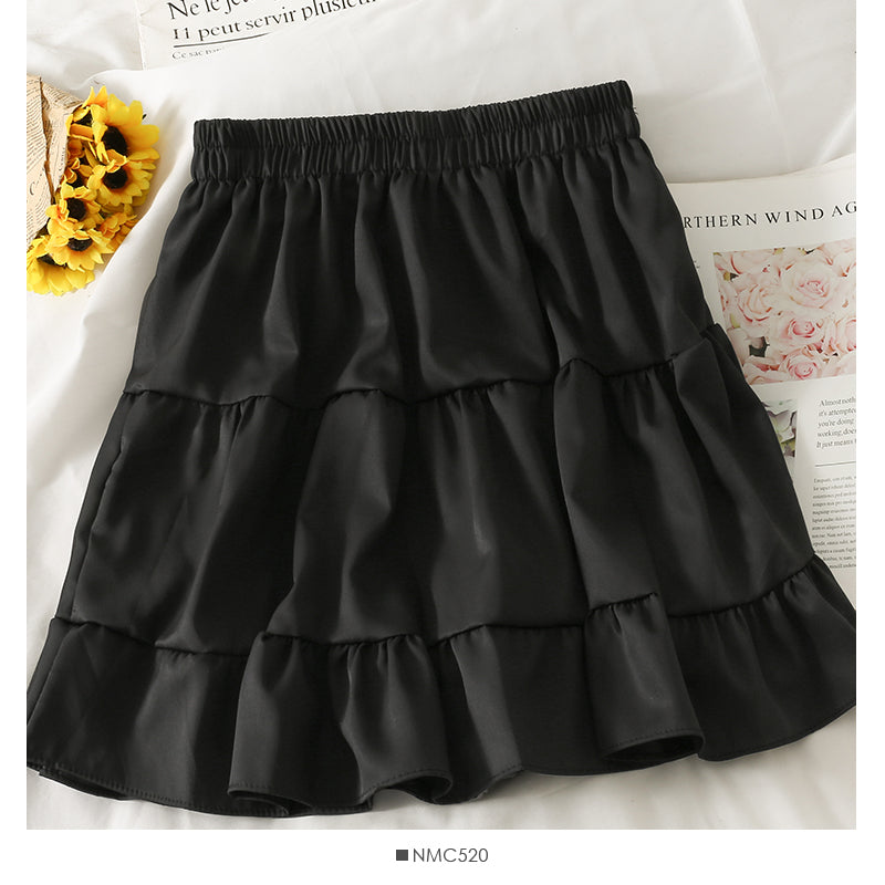 Cake skirt solid color drop feeling versatile slim A-line skirt  2562