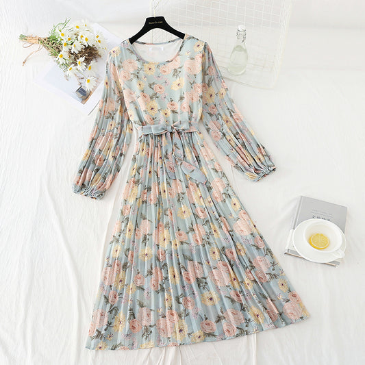 Jupe plissée en mousseline de soie plissée de style rétro minoritaire 2416