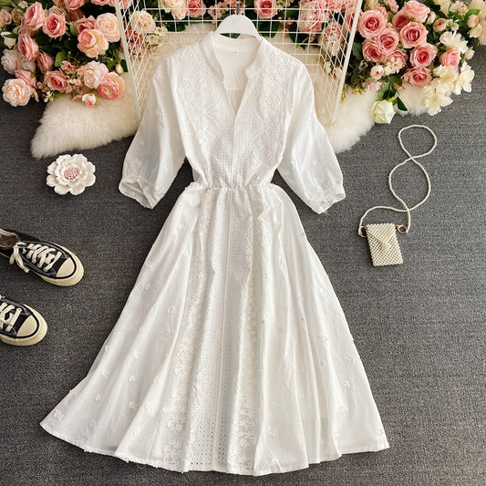 French long skirt with gentle, light and mature temperament  3163