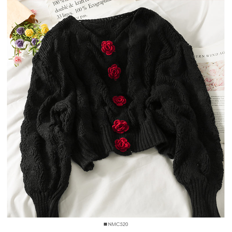 Sweater women's autumn three-dimensional flower sweet long sleeved sweater  1882