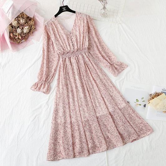 Jupe rétro française en mousseline de soie à fleurs cassées, série Super Fairy Fairy 2418