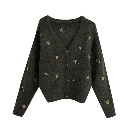 Autumn women's embroidered cardigan jacket  1344