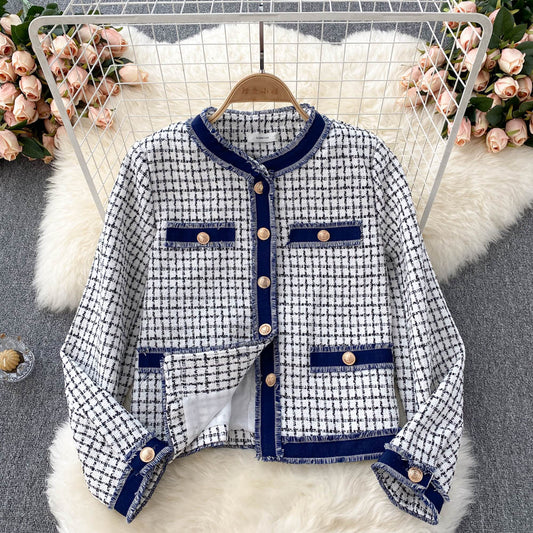 Vintage tweed small fragrance coat with denim design  1561