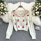 Cherry hollow design sweater  1607