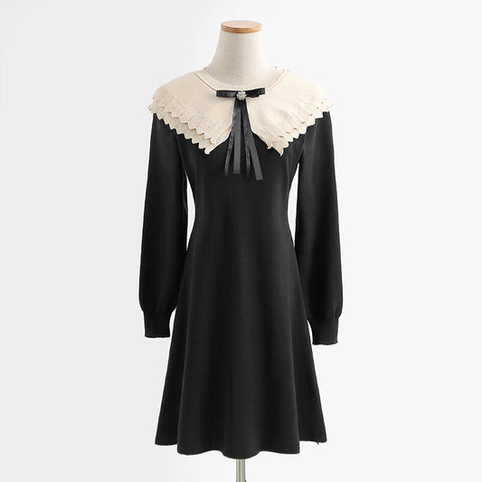 La nouvelle jupe tricotée à col bébé est fine avec une jupe pull à fond 2444