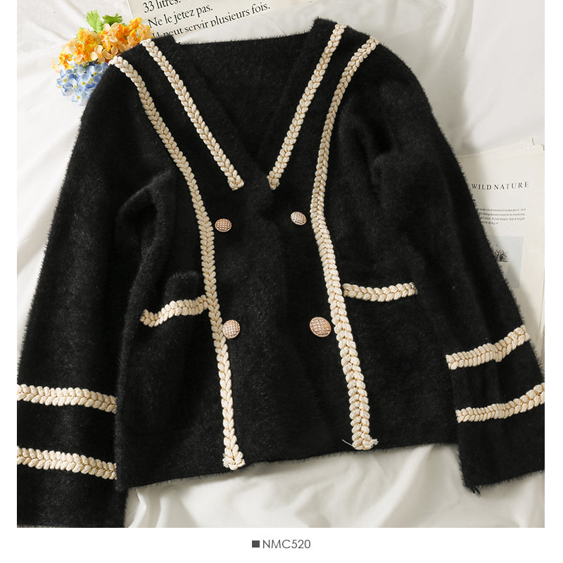Pullover Damen Herbst Zweireiher Langarmjacke 1860