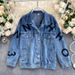 Denim Jacket Women's autumn new embroidery letter loose  1493