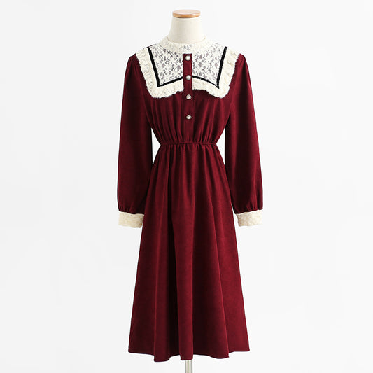 Artistic long skirt temperament Red Fairy bottomed skirt  2322