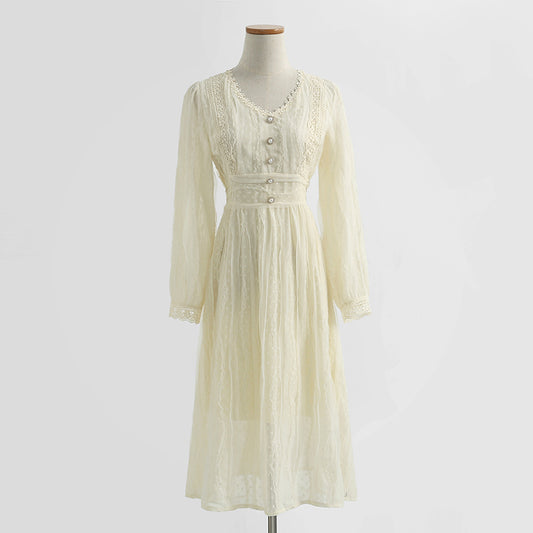 Nouvelle jupe pour femme rétro couture dentelle fée jupe tempérament robe douce 2247