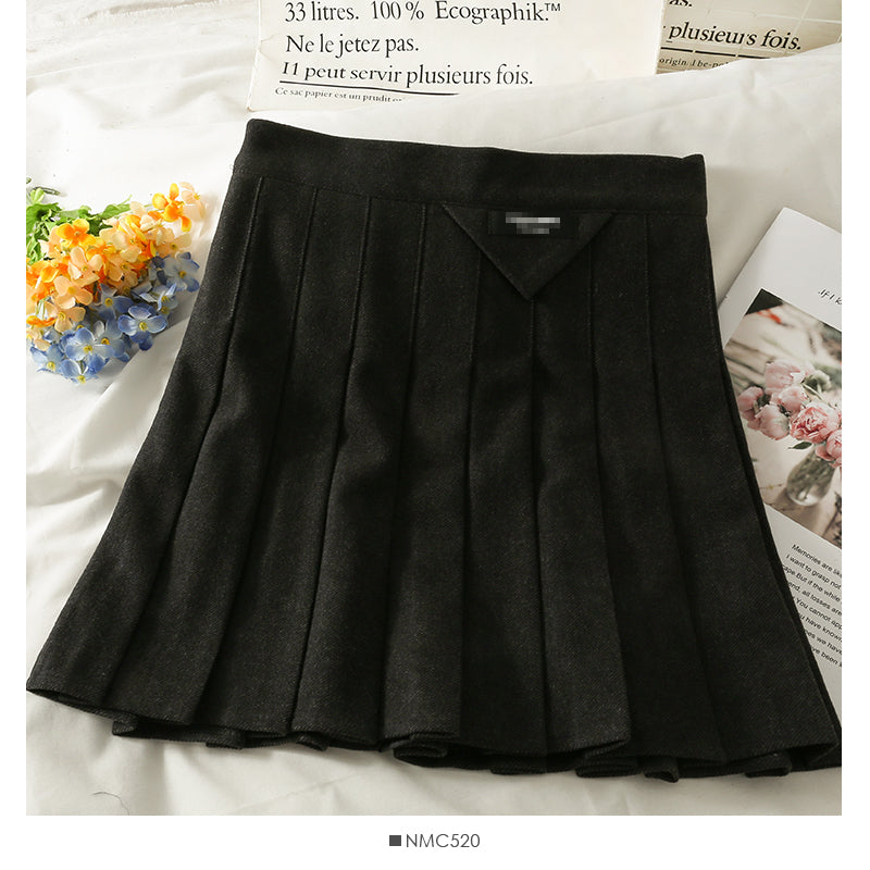 Retro High Waist thin solid color versatile skirt  2555