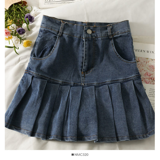 High waist, thin, light proof pleated skirt, female  2592