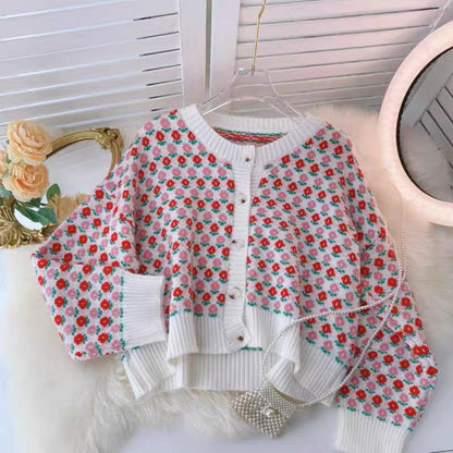 Preppy style, versatile short sweater jacket, cardigan knit top  1452