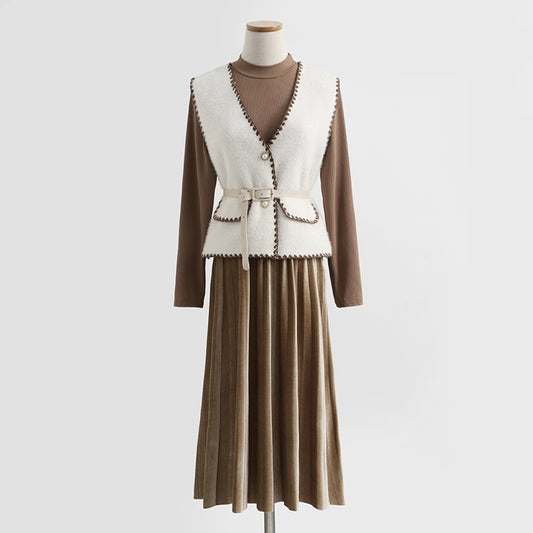 Nouveau gilet robe costume deux pièces femme 2345