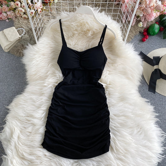 Jupe portefeuille plissée slim à bretelles courtes 2778