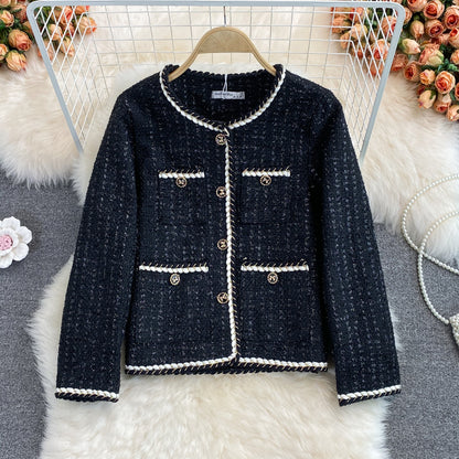 Lady xiaoxiangfeng tweed knitted coat  1668