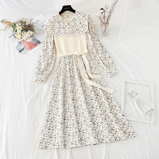 Robe patchwork florale pour femme, jupe slim à fond polyvalent, réduction d'âge 2311