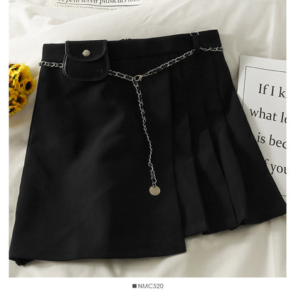 Hong Kong style retro high waist pleated A-line skirt  2531