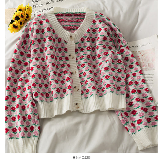 Einreihiger, langärmliger Rundhalspullover mit Rundhalsausschnitt von Sweet Wind 1969