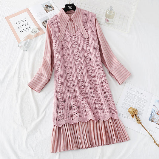 Mori knitted sweater two-piece set autumn and winter exotic vest skirt set  2295