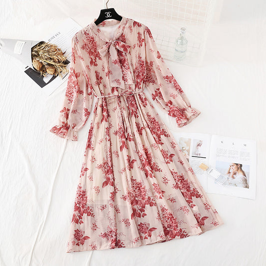 Super slim waist temperament floral dress women  2161