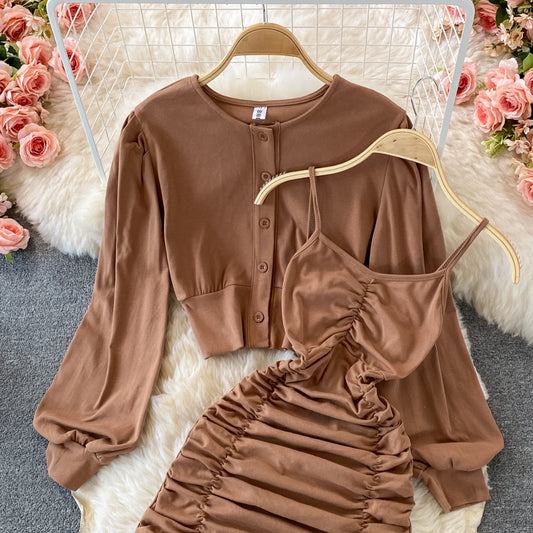 Jupe à bretelles slim Robe portefeuille à volants 2859