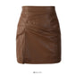 Korean wrinkled irregular split slim wrap hip skirt  2496