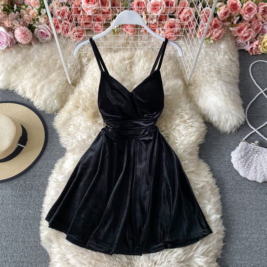 Jupe à bretelles en velours plissée pour petit homme de tempérament 2763