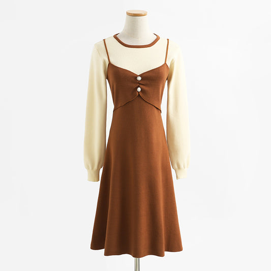 Stitched Knit Skirt French age reducing slim bottomed dress for women  2202