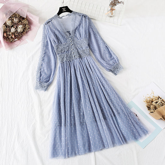 Jupe en maille de dentelle vintage fée super xiansen costume deux pièces 2219