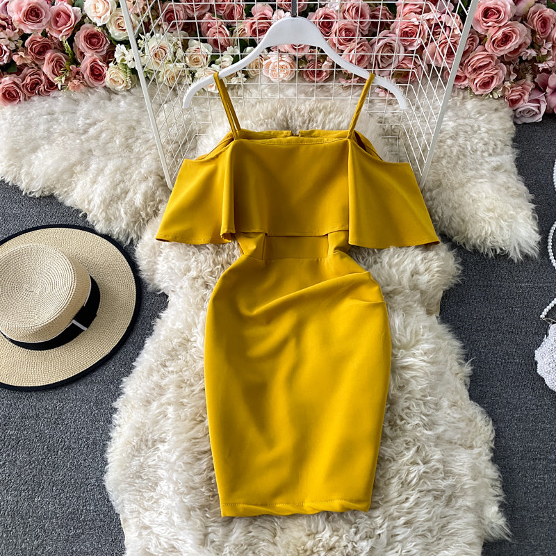 One shoulder Strapless Strapless TIGHT SKINNY Hip Wrap Dress  3311