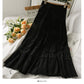 Solid color stitched medium length foreign style skirt  2501